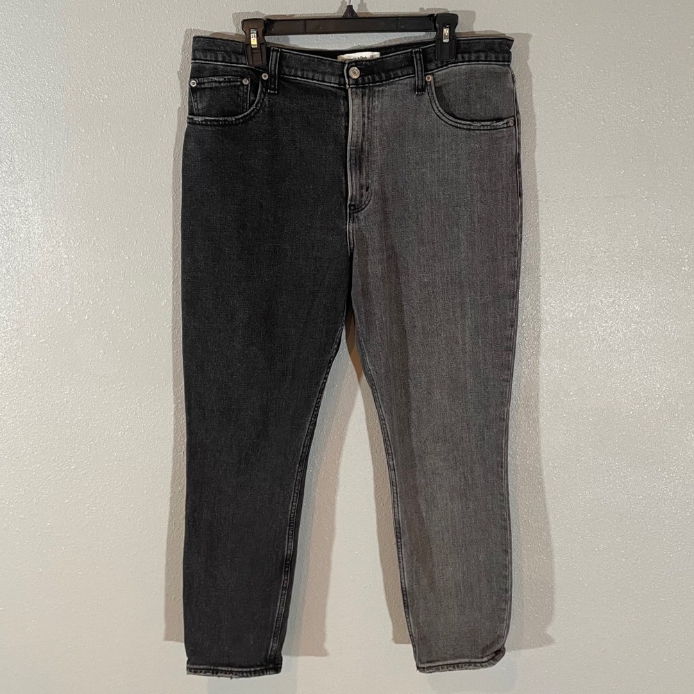 Abercrombie & Fitch Two Tone Split Black Grey High Rise Jeans Women 12R 31 - Picture 8 of 9